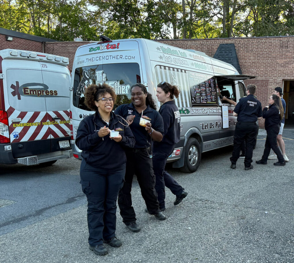 Empress North employees enjoy food trucks during National EMS Week.